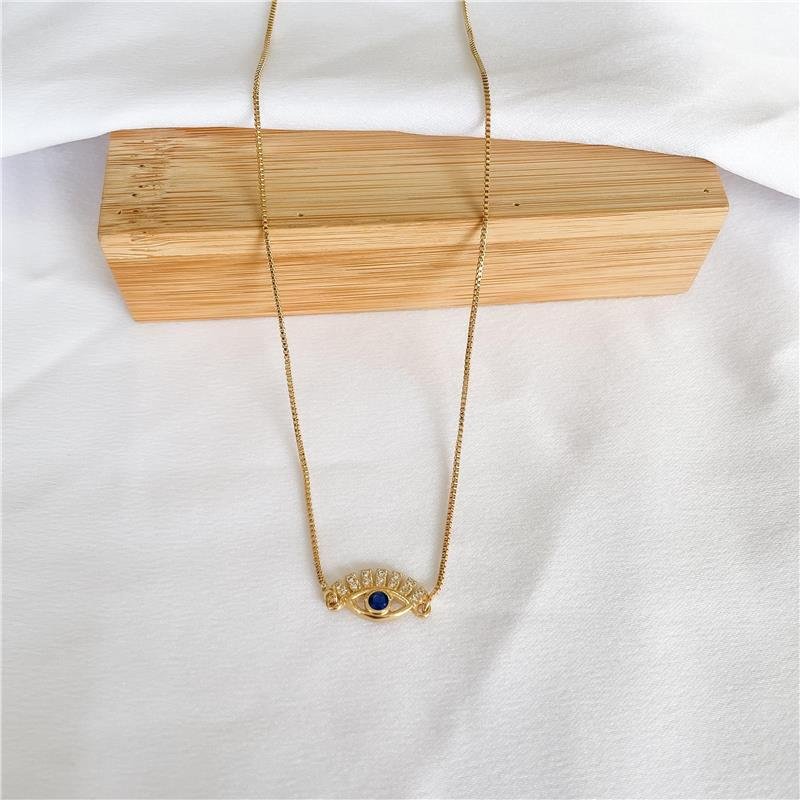 COLAR OLHO GREGO CILIOS CRISTAL OURO18K