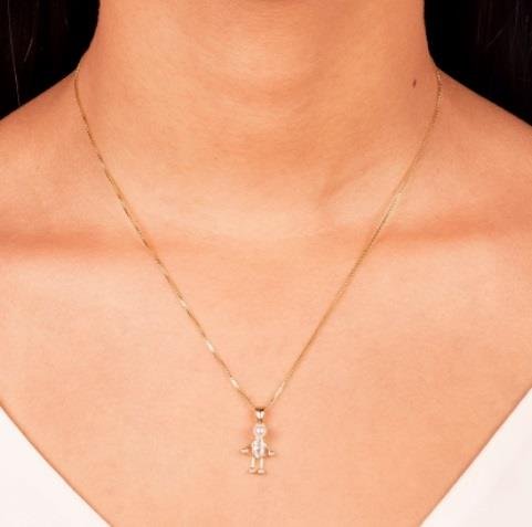COLAR MENINO CRISTAL E PÉROLA OURO 18K