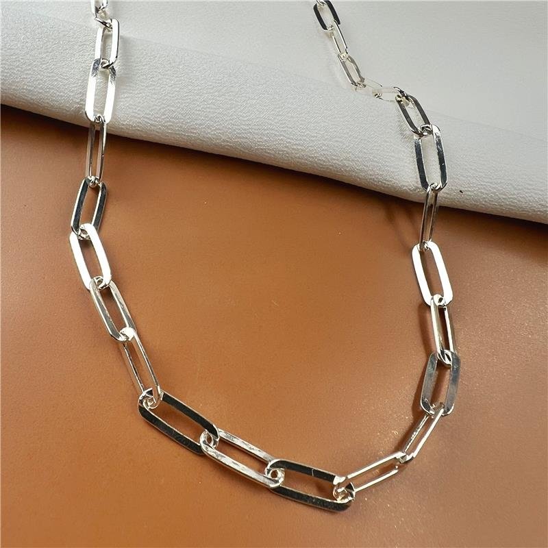 CORRENTE ELOS ALONGADOS LISOS 50CM PRATA925